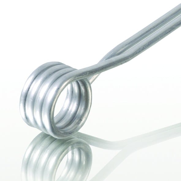 Calentador eléctrico tubular con doblez en espiral, pieza producida con la dobladora de resistencias MEDOBE